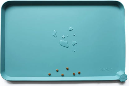 Hoki Found X-Large Silicone Non Slip Pet Feeding Mats - Waterproof Dog Cat Food Mats - Glacier