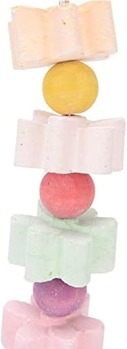 Hamiledyi 2Pieces Parrot Beak Trimmer Calcium Stone Chinchilla Grinding Teeth Lava Block Bird Beak Trim Pumice Toy Mineral Rock Chewing Toys with Bell for Conure Budgies Parakeet Hamster Rabbit