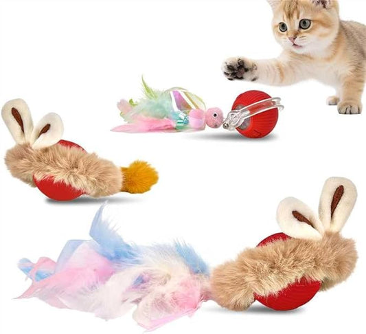 Interactive Cat Toys for Indoor Cats, Motion Activate Ca t Toy, Smart Kitten Rolling Ball Moving Ball Toys, Rechargeable Cat Ballfor Enrichment Exercise(Red)