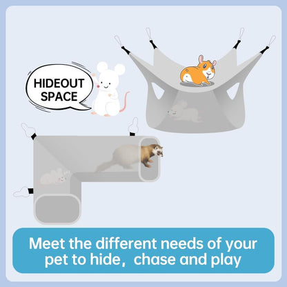 Large Caliber Guinea Pig & Rat Tunnel Hideout & Hammock, Corner Hideout Toy for Guinea Pig, Ferret, Hedgehog & Piggy to Hide and Shuttle (3. Tunnel-Watermelon)
