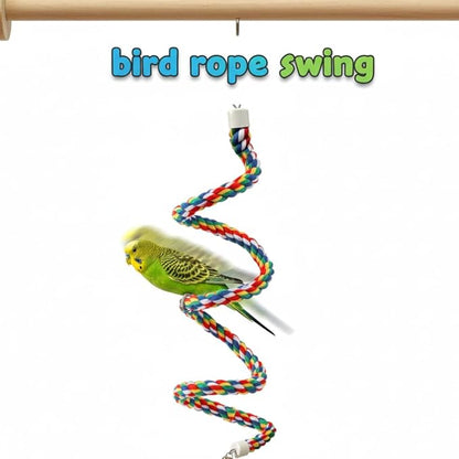 Bird Rope Perch & Birds Swing Set - Bird cage Accessories, Rope perches for Conures, Parrots,Cockatiel,Lovebird,Budgerigar,Parakeet perches for cage,Birds perches