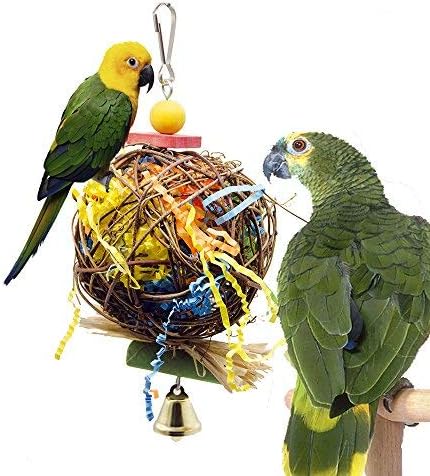 EBaokuup 2 Pack Bird Chewing Toys Foraging Shredder Parrot Cage Shredder Hanging Toy for Cockatiel Conure African Grey Amazon
