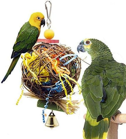 EBaokuup 2 Pack Bird Chewing Toys Foraging Shredder Parrot Cage Shredder Hanging Toy for Cockatiel Conure African Grey Amazon