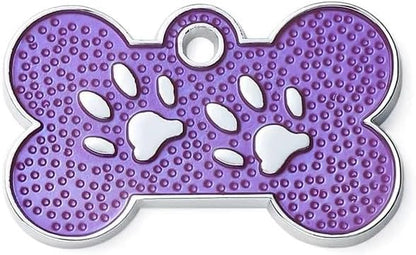 Personalized Dog/Cat Cute Paw Pet ID Tag for Pet Collar or Key Chain - cat Name tag, Personalized cat id tag, Kitten Name tag, Kitten id tag (Bone-Shaped-Small: Purple)