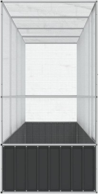 Galvanized Steel Large Flight King Bird Cage with Extension, Steel Outdoor Aviary, Outdoor Indoor Large Bird Cage Aviary Pet House for Cockatiels African Parakeets, 164.8"x42.1"x83.5",-305