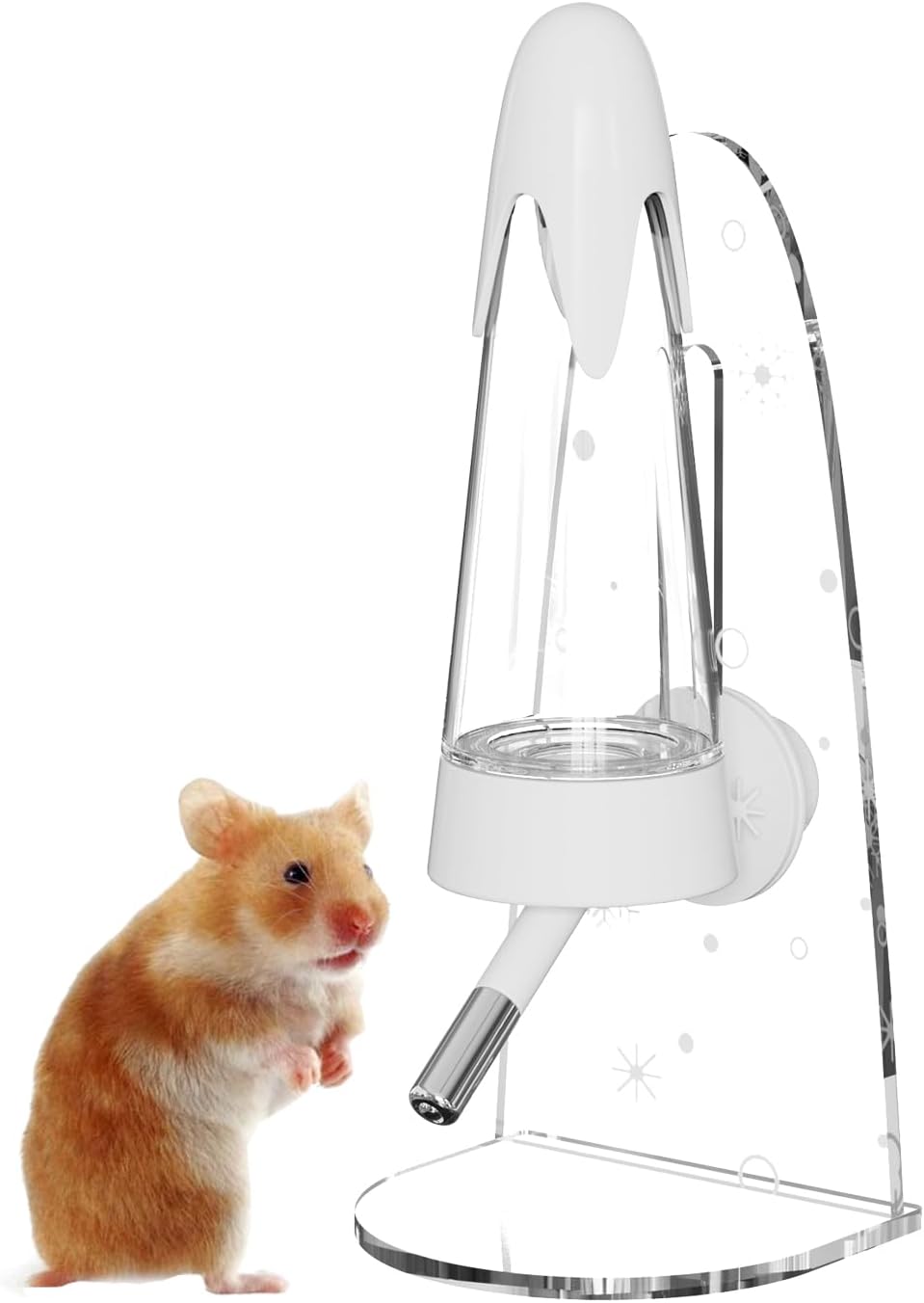4.2 Oz Hamster Water Bottle with Stand No Drip for Syrian Dwarf Hamsters, Gerbils, Little Mouse, Small Pet Rodents (White, with Stand)