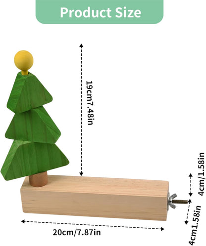 Bird toys & Bird Perch, Bird Wooden Block Chewing Toy Parrot Foraging & Puzzle Toys Bird Cage Accessories for Conures Parakeets Cockatiels Lovebirds African Grey Macaws (Revolving Christmas Tree)
