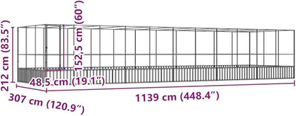 Galvanized Steel Large Flight King Bird Cage with Extension, Steel Outdoor Aviary, Outdoor Indoor Large Bird Cage Aviary Pet House for Cockatiels African Parakeets, 448.4"x120.9"x83.5",-318