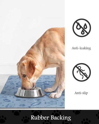 Pet Feeding Mat-Absorbent Dog Mat for Food and Water Bowl-No Stains Quick Dry Water Dispenser Mat-Dog Accessories Pet Supplies-Bowl for Messy Drinkers（Words,16"x24"
