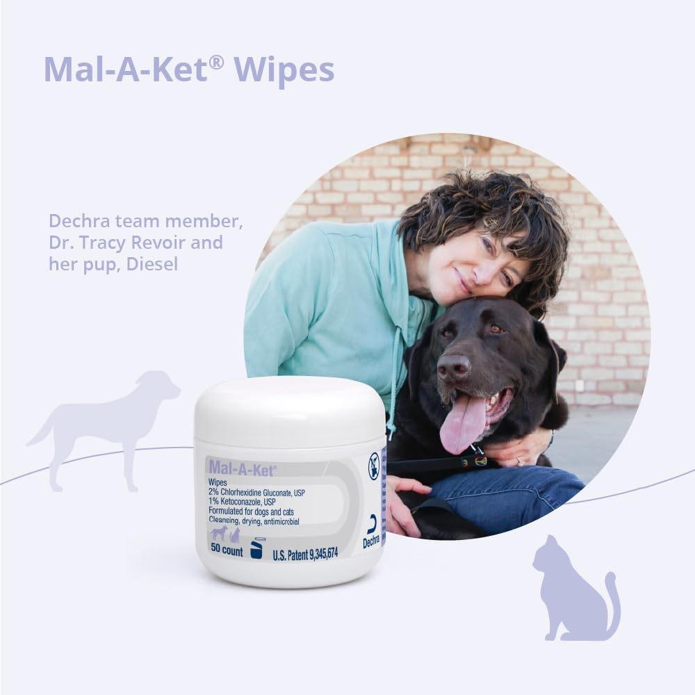 Mal-A-Ket Wipes for Dogs and Cats, 2.25" Round, 50 Count jar