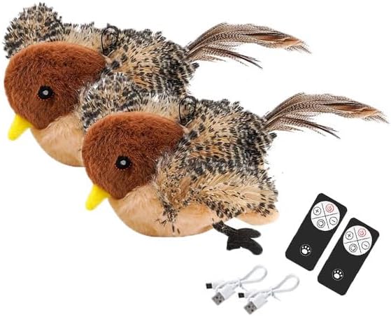 Realistic Cat Toys - Interactive Flapping Bird, Touch Activated Kitten Exercise Toys, Simulated Chirping Catnip Toys