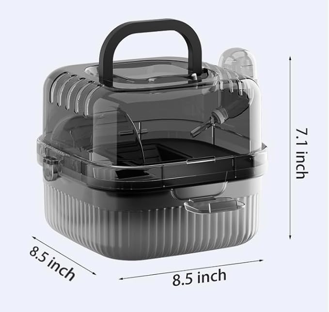 KAMEIOU Travel Small Animals Guinea Pig Suitcase Carrier for Hamster Hedgehog Ferret Guinea Pig Portable Cage Carrier with Running Wheel Water Bottle Breathable Large Space Two-Storey Animal Carriers