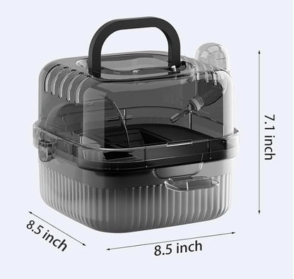 KAMEIOU Travel Small Animals Guinea Pig Suitcase Carrier for Hamster Hedgehog Ferret Guinea Pig Portable Cage Carrier with Running Wheel Water Bottle Breathable Large Space Two-Storey Animal Carriers
