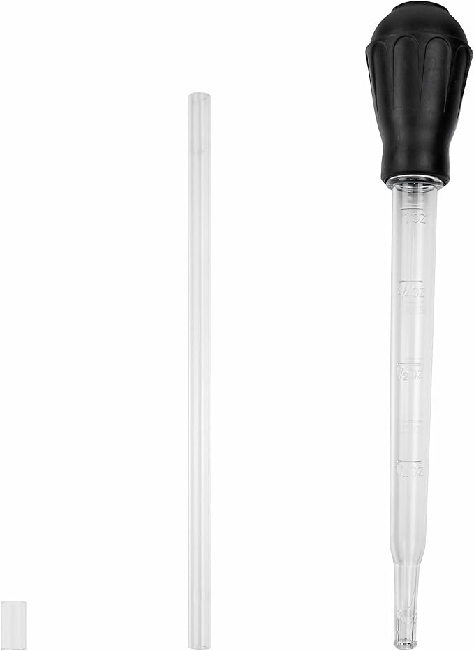 Coral Feeder SPS HPS Feeder with Extension Tube, Aquarium Long Syringe Dropper Pipette Turkey Baster for Marine Fish Feeding (Black/Extendable)