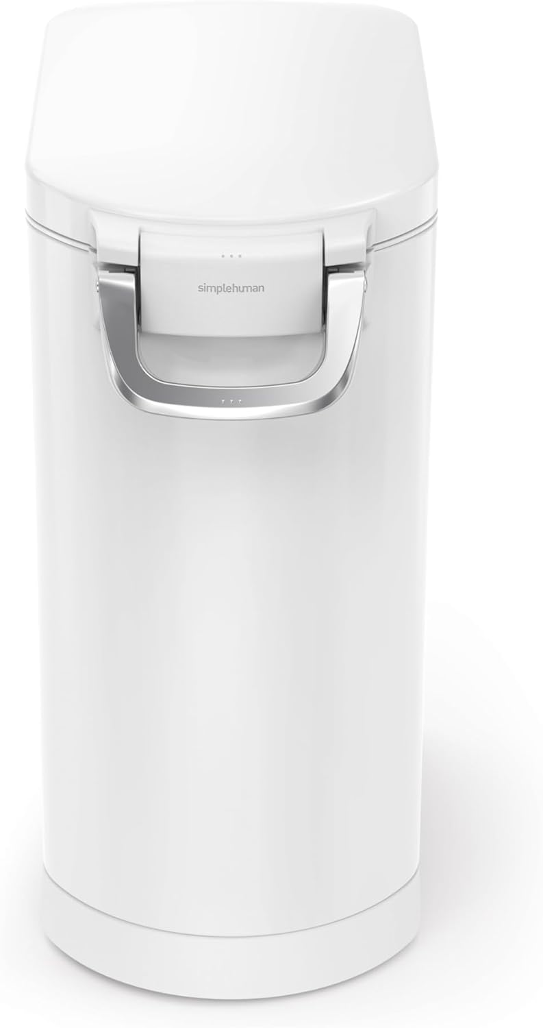 simplehuman 30 Liter, 32 lb / 14.5 kg Large Pet Food Storage Container for Dog Food, Cat Food, and Bird Feed, White