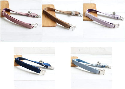 Personalized Cat Collar with Name Plate,Adjustable Tough Nylon Cat ID Collars with Bell,Customize Engraved Pet Name and Phone Number (Velvet Style B)