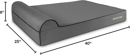 The Dog’s Bed Orthopedic Headrest Dog Bed XXL Grey/Black, Memory Foam, Pain Relief for Arthritis, Hip & Elbow Dysplasia, Post Surgery, Lameness, Waterproof Washable Cover