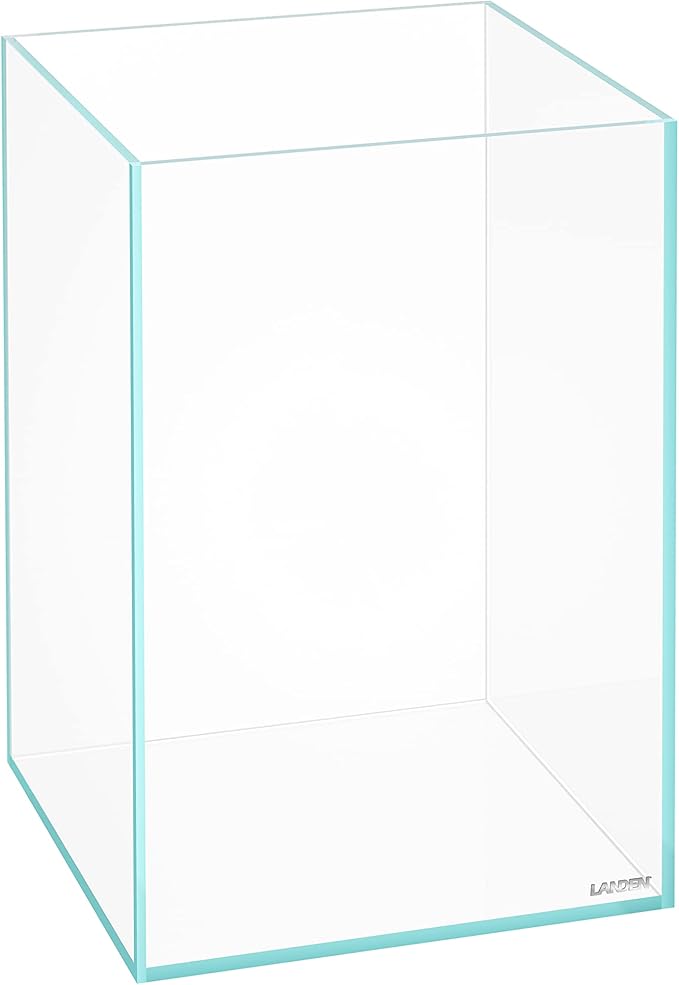 LANEDN Tall Tank Rimless Low Iron Tank 5.5GAL 9.8" L × 9.8" W × 14.2" H(25X25X36) cm Small Aquascape Fish Tank, Vertical Aquascape Tank, Black Leveling Mat Included
