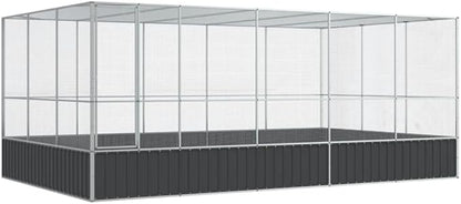 Galvanized Steel Large Flight King Bird Cage with Extension, Steel Outdoor Aviary, Outdoor Indoor Large Bird Cage Aviary Pet House for Cockatiels African Parakeets, 203.9"x120.9"x83.5",-315