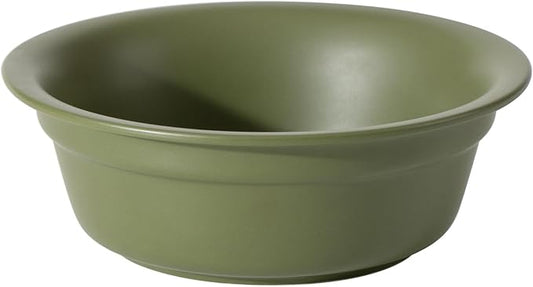 Ceramic 8.7inch Dog Bowl for Large Dogs, Basic Food and Water Bowl for Replacement, Wide Opening Rounded Edge(Single Bowls, Olive Green)