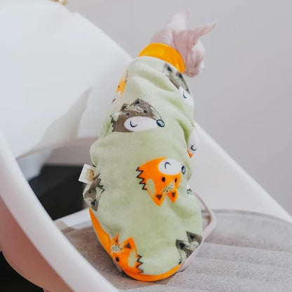 Sphynx Cat Warm Turtleneck Sweater, Thick Soft Double-Sided Fleece Clothes for Cats, Two-Legged Winter Onesie for Cats and Small Dogs,Pjs for Cats and Puppy (Fox, M (3.5-5lbs))