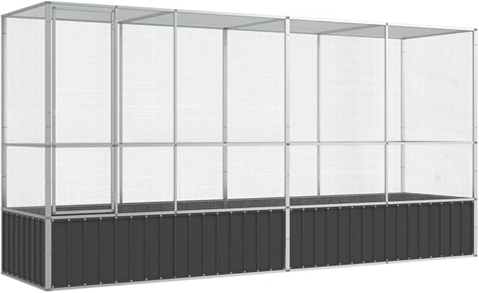 Galvanized Steel Large Flight King Bird Cage with Extension, Steel Outdoor Aviary, Outdoor Indoor Large Bird Cage Aviary Pet House for Cockatiels African Parakeets, 164.8"x42.1"x83.5",-305