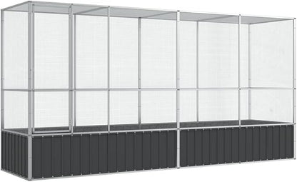 Galvanized Steel Large Flight King Bird Cage with Extension, Steel Outdoor Aviary, Outdoor Indoor Large Bird Cage Aviary Pet House for Cockatiels African Parakeets, 164.8"x42.1"x83.5",-305