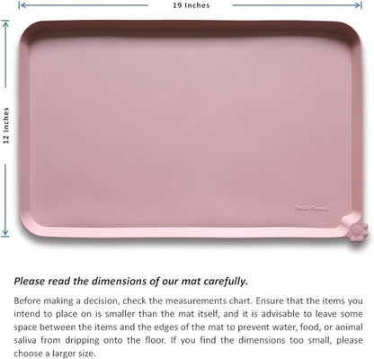 Hoki Found Silicone Pet Food Tray - High-Lips Dog Cat Bowl Mats - Waterproof Dog Cat Food Mats - Neutral Pink