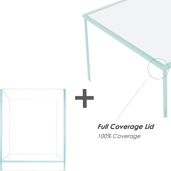 Nano Tall Rimless Aquarium Low Iron Frameless Fish Tank, Extra Clear with Floating Air Style, for Aquariums or Terrariums