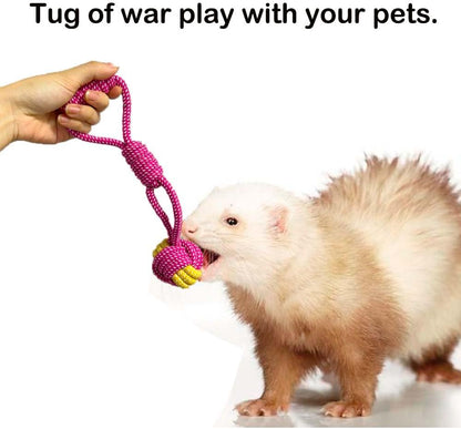 6 Pack Ferret Chew Toys Ferret Bell Balls Squeaker Toys Squeak Toy Teething Pet Toy Durable Knotted Tug of war Toy Cotton Chew Toys Exercise Scratch Toy Interactive Cat Dog Rope Toy Set Small Animals