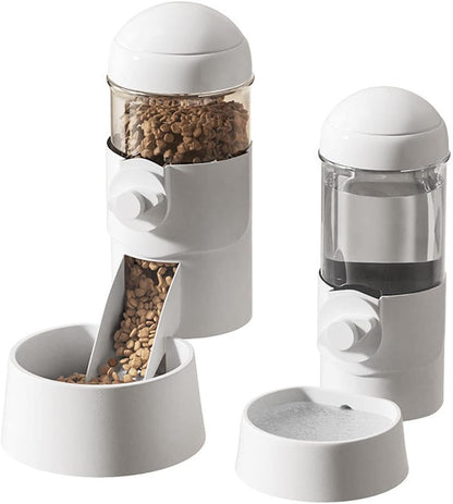 Pet Dog Cat Hanging Automatic Feeders Drinking Bowls, Auto Gravity Rabbits Feeder Water Set, Cage Pet Feeding Bowls Dispenser for Cats Dogs Puppy, Rabbit Hamsters Chinchilla Hedgehog (White-Water)