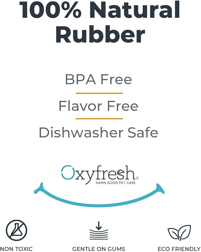 Oxyfresh Dog Dental Chew Toy - Best Durable Rubber Dog Toy & Puppy Teething Toy - Helps Remove Plaque, Cleans Teeth & Freshens Breath Without Brushing (Small) (Pack of 2)