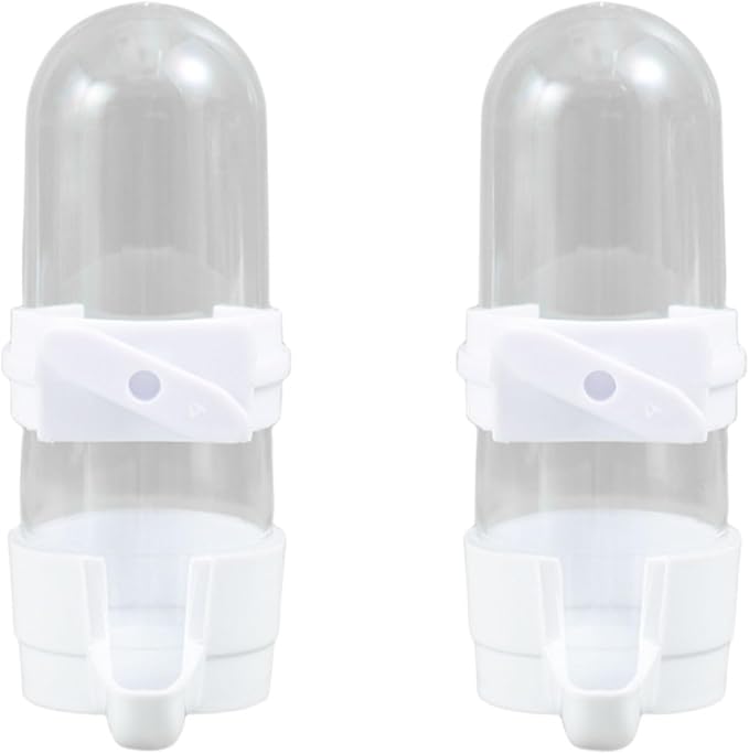 Automatic Bird Feeder and Water Dispenser, 2PCS Cage Accessories for Parrots, Budgie, Lovebirds, Parakeet, Cockatiel - Food Seed and Bottle Drinker (White 90ml)