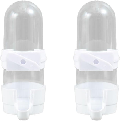 Automatic Bird Feeder and Water Dispenser, 2PCS Cage Accessories for Parrots, Budgie, Lovebirds, Parakeet, Cockatiel - Food Seed and Bottle Drinker (White 90ml)