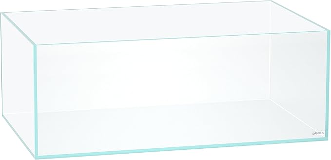 LANEDN 75S 22.1 Gal Shallow Tank, Shallow Fish Tank, Rimless Low Iron Tank, Bookshelf Aquarium W29.5×D17.7×H11 in(75x45x28cm); 8mm Thickness Aquascape Fish Tank, Black Leveling Mat Included