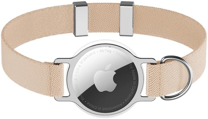 AirTag Cat Collar,Ultra Elastic Cat Tracker Collar with Apple Air Tag Holder, [Lightweight][Scratch Resistant] Stepless Adjustable GPS Pet Collar for Cats Kittens (Brown)