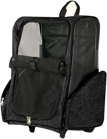 Pet Trolley Bag Cat Dog Travel Bag Portable & Breathable Pet Carrier Backpack - Lightweight Dual-Shoulder Design for Easy Travel with Your Beloved Companion Scalable Pull Rod pet Bag (Black)