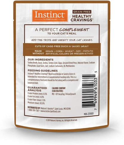 Instinct Healthy Cravings Natural Wet Cat Food Topper, Grain Free Recipe - Real Duck, 3 oz. Pouches (Pack of 24)