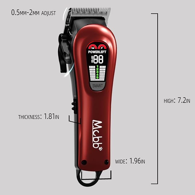 MCBB Dog Clippers- Low Noise Dog Grooming Kits 5-Mode Heavy-Duty Dog Clippers for Grooming with LED Display,Rechargeable Dog Grooming Kits, Auxiliary Light,Cordless Pet Grooming Tool
