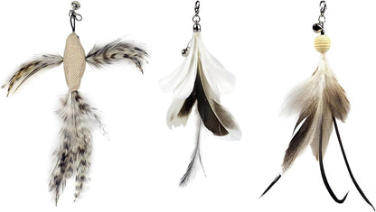 TTcat 3 Pcs Cat Feather Simulation Bird Refills Replacements for Cat Wand.