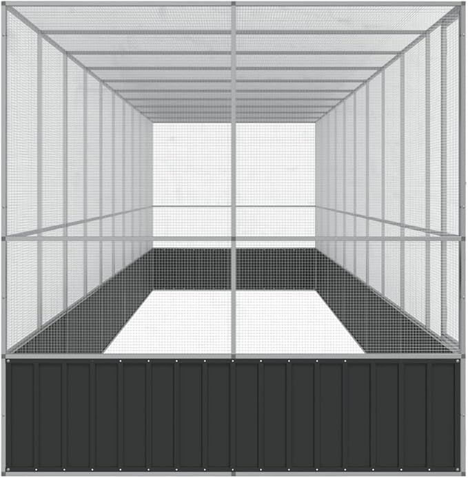 Galvanized Steel Large Flight King Bird Cage with Extension, Steel Outdoor Aviary, Outdoor Indoor Large Bird Cage Aviary Pet House for Cockatiels African Parakeets, 409.1"x81.5"x83.5",-313