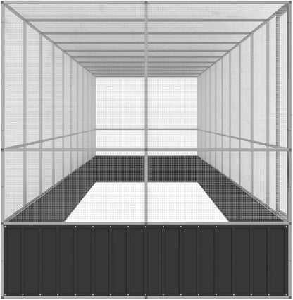 Galvanized Steel Large Flight King Bird Cage with Extension, Steel Outdoor Aviary, Outdoor Indoor Large Bird Cage Aviary Pet House for Cockatiels African Parakeets, 409.1"x81.5"x83.5",-313