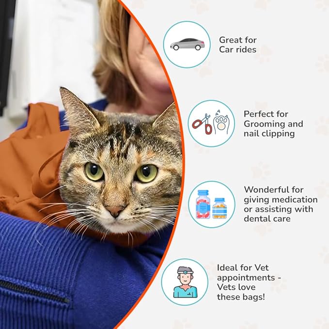 Cat-in-the-Bag Cozy Comfort Carrier - Extra Large Caramel Pet Carrier for Cat and Cat Restraint for Medication Administration, Nail Clipping, Travel, Vet Visits, and Dental Care