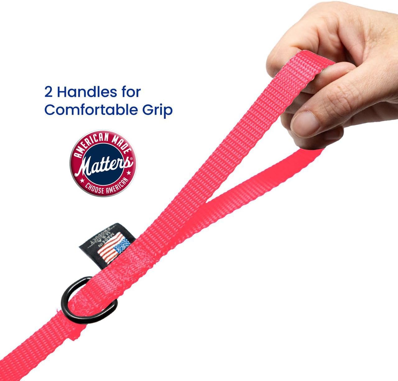 Dog Leash for Teacup Toy Minature and Small Dogs Primary & Traffic Handle The Bulk Multiple Sizes & Colors 5/8” Width Nylon Proudly Made in The USA (Hot Pink, 6 Foot)