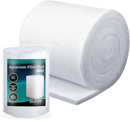 Aquarium Filter Pad - Aquarium Filter Media,39.4 x 11.8in Media Roll for Fish Tank, Ponds,Garden, Saltwater,Fershwater,Plant, Trutle(White) (1)