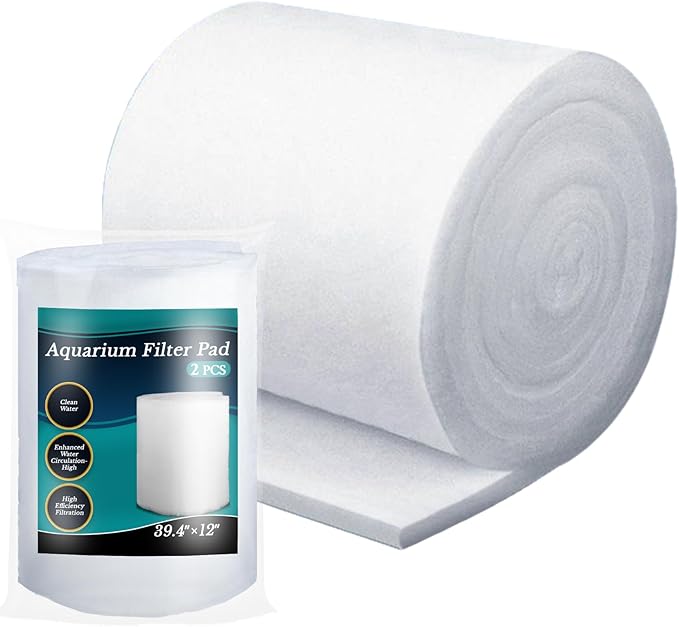 Aquarium Filter Pad - Aquarium Filter Media,39.4 x 11.8in Media Roll for Fish Tank, Ponds,Garden, Saltwater,Fershwater,Plant, Trutle(White) (2)
