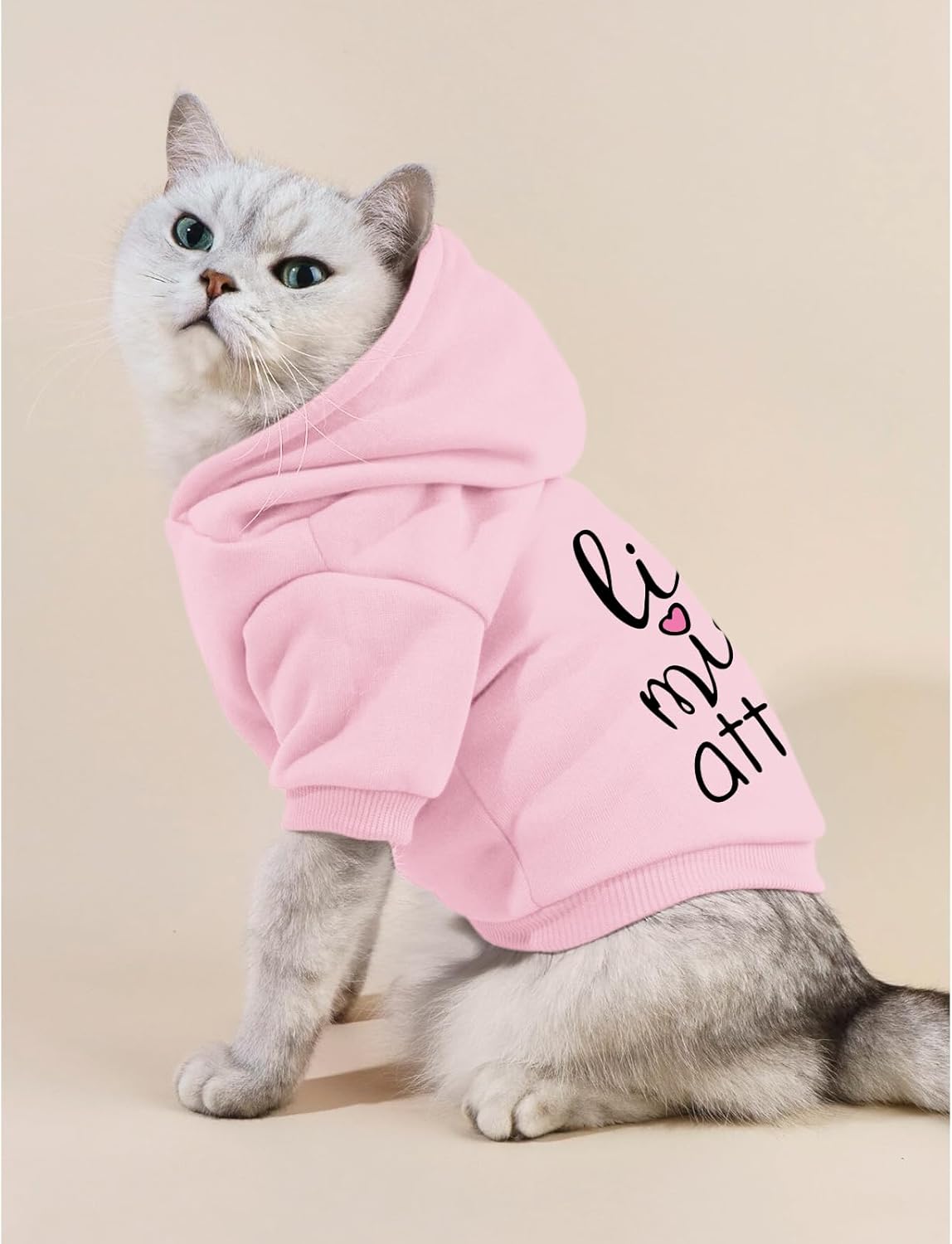 Cat Hoodies for Cats Puppy Pet Clothes Cat Apparel Little Miss Attitude Print Dog Hoodie for Small Medium Dogs Outfits for Kittens(Pink,XL)