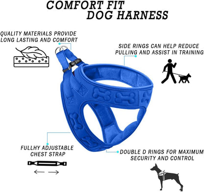 Comfort fit Step-in Dog & Puppy Harness - Comfortable All Weather Dog Vest Harness: Adjustable, Soft Padded, Easy to Put-on for Small, Medium-Sized Dogs
