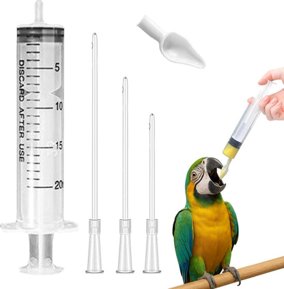 Baby Bird Feeding Syringe Kit – 5 Pack 20ml Plastic Syringe Set, Feeding Tubes and Spoon, Reusable Feeding Syringe for Birds, Rabbits, Kittens and Small Pets