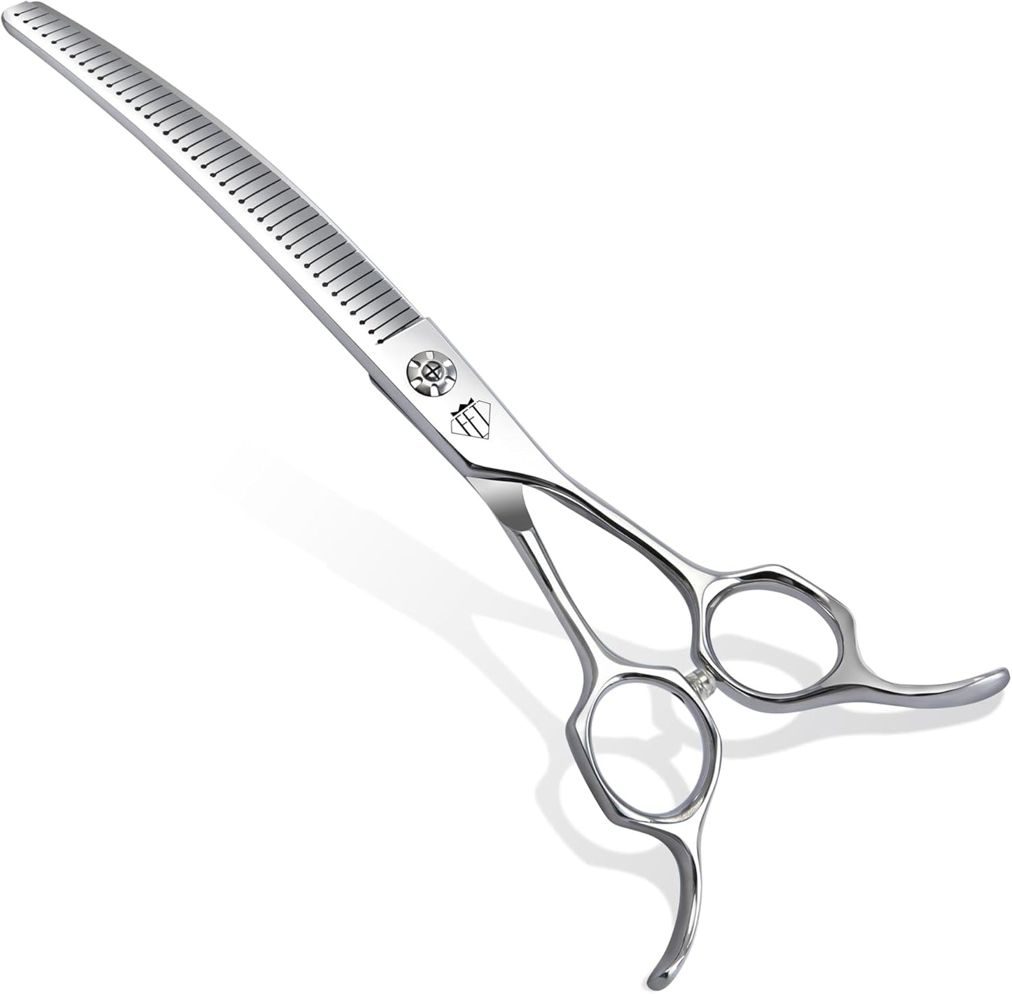 Professional Curved Thinning Scissors for Dog Grooming, 30-Degree Curvature, Japanese 440C for Trimming Dogs Cats and Other Pets face and paws (Curved Blender)